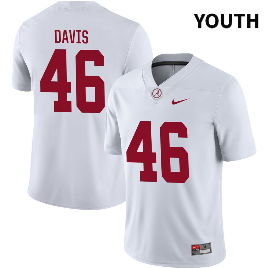 Alabama Crimson Tide Youth Chase Davis #46 NIL White 2022 NCAA Authentic Stitched College Football Jersey BZ16Z32QQ